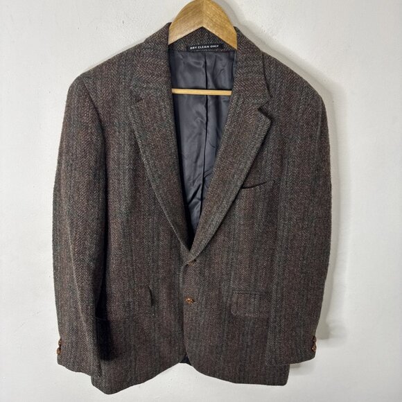 Saint Laurie Men 40S Short Tweed Wool Brown Blazer Sports Coat - Picture 1 of 7